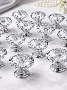 Crystal Diamond Cabinet Knobs – Set of 14 – Luxe Glam Hardware ✨